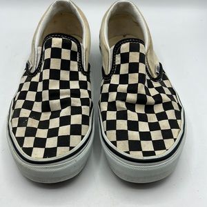 Black white checkered Vans slip on Shoes MENS 6 WOMENS 7.5
